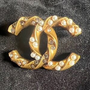 Gold and Pearl Embellished Brooch
